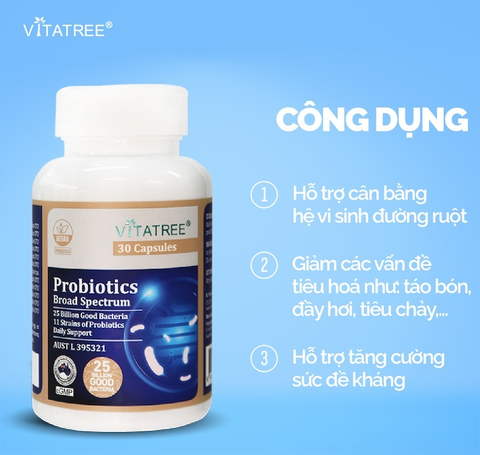 Vitatree Probiotics Broad Spectrum 11 chủng 25 tỉ lợi khuẩn