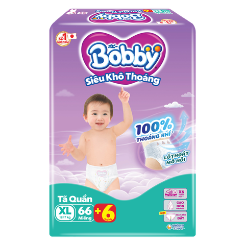 Tã quần Bobby Siêu Khô Thoáng XL 66