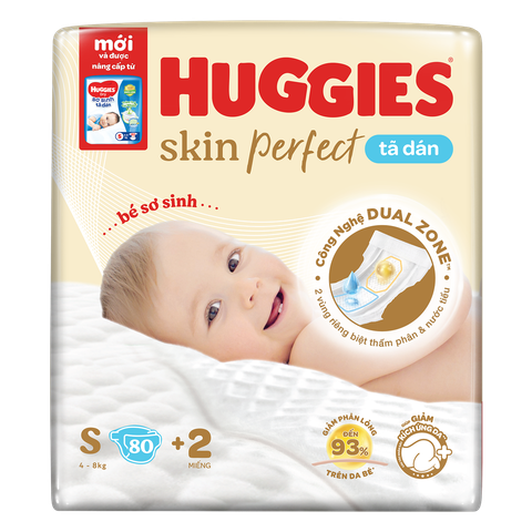 Tã dán Huggies Skin Perfect Vàng - S80