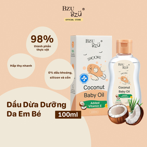 Dầu dừa massage em bé Bzu Bzu Coconut Baby Oil 100ml