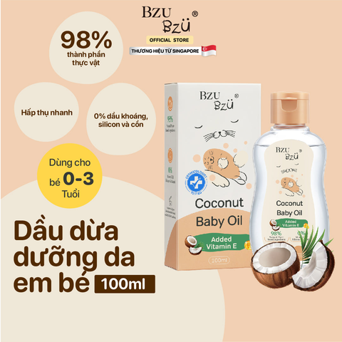 Dầu dừa massage em bé Bzu Bzu Coconut Baby Oil 100ml