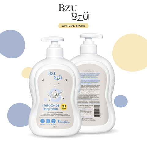 Sữa Tắm Gội Toàn Thân Cho Bé BZU BZU Head to Toe Baby Wash 600ml