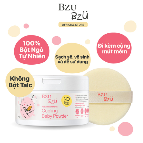 Phấn Rôm Tinh Bột Ngô BZU BZU Cooling Baby Powder 140g