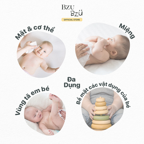 Khăn Ướt Diệt Khuẩn Cho Em Bé BZU BZU Baby Wipes