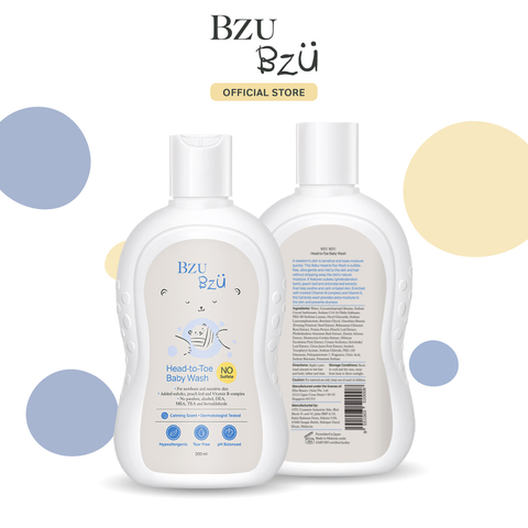 Sữa Tắm Gội Toàn Thân Cho Bé BZU BZU Head to Toe Baby Wash 200ml