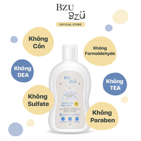Sữa Tắm Gội Toàn Thân Cho Bé BZU BZU Head to Toe Baby Wash 200ml