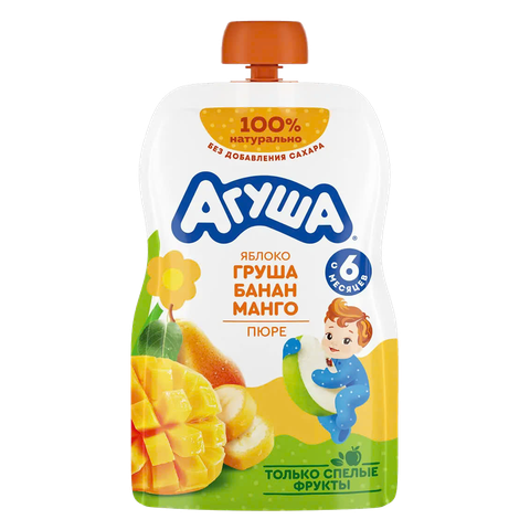 Trái cây nghiền Agusha vị táo, lê, chuối và xoài