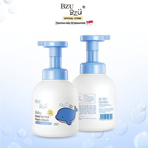 Sữa tắm gội Bzu Bzu Baby Head-to-Toe Foam Wash (Aloe Vera & Chamomile) - 300ml