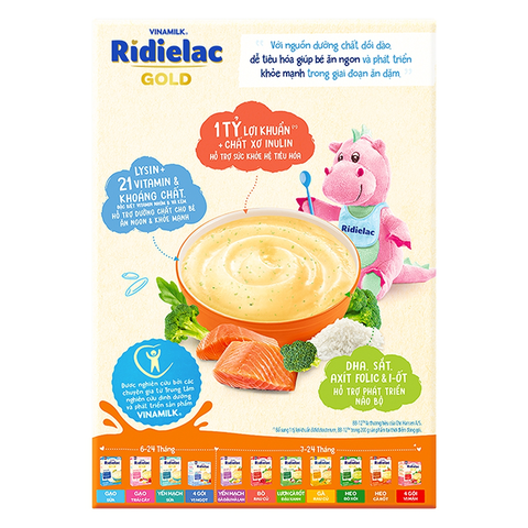 Bột ăn dặm Ridielac Gold Vinamilk Cá hồi Bông cải xanh