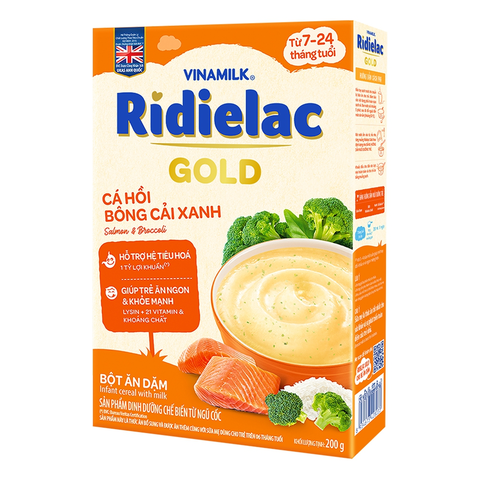 Bột ăn dặm Ridielac Gold Vinamilk Cá hồi Bông cải xanh