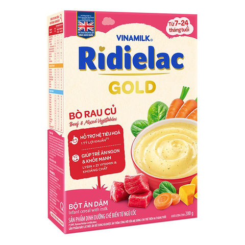 Bột ăn dặm Ridielac Gold Vinamilk Bò Rau củ