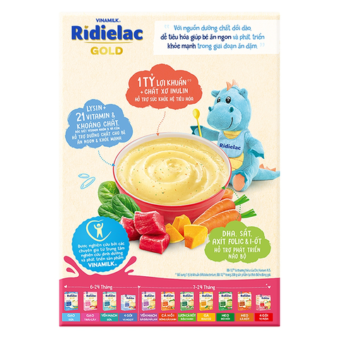 Bột ăn dặm Ridielac Gold Vinamilk Bò Rau củ