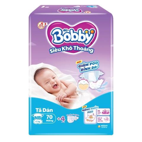 Tã dán Bobby siêu khô thoáng