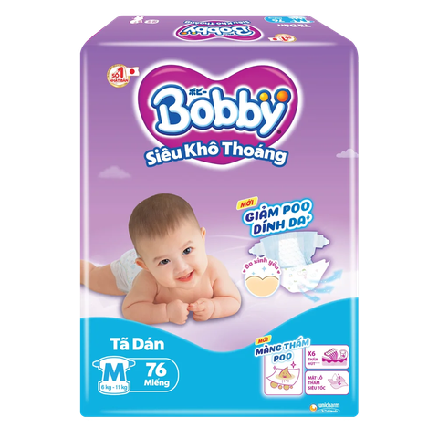 Tã dán Bobby siêu khô thoáng