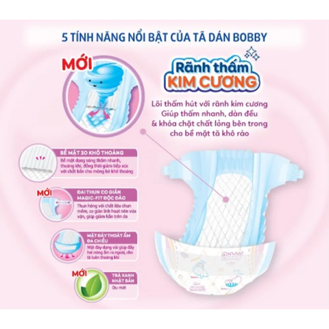 Tã dán Bobby siêu khô thoáng