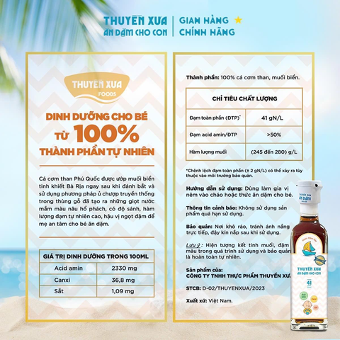 Nước mắm nhĩ thuyền xưa cho con 41 độ đạm 65ml