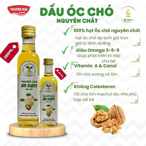 Thuyền Xưa dầu óc chó nguyên chất ăn dặm 65ml