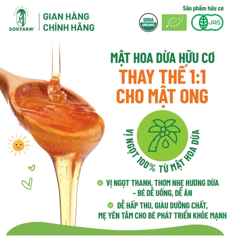 Sokfarm mật hoa dừa cô đặc cho bé Organic