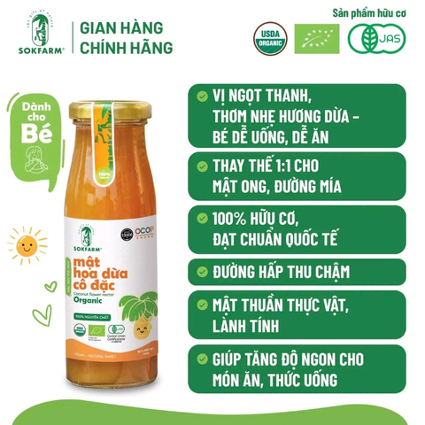 Sokfarm mật hoa dừa cô đặc cho bé Organic