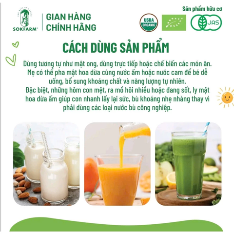 Sokfarm mật hoa dừa cô đặc cho bé Organic