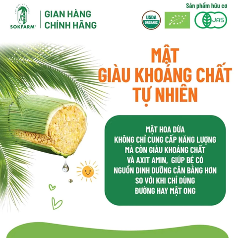 Sokfarm mật hoa dừa cô đặc cho bé Organic