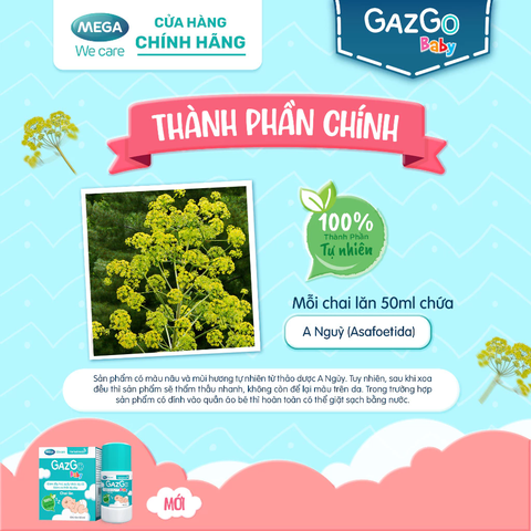Chai lăn giảm đầy hơi Gazgo Baby Mega