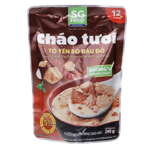 SG Food Cháo tươi tổ yến Bò đậu đỏ 12+