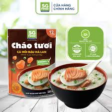 SG Food Cháo tươi Cá hồi đậu Hà Lan 12+