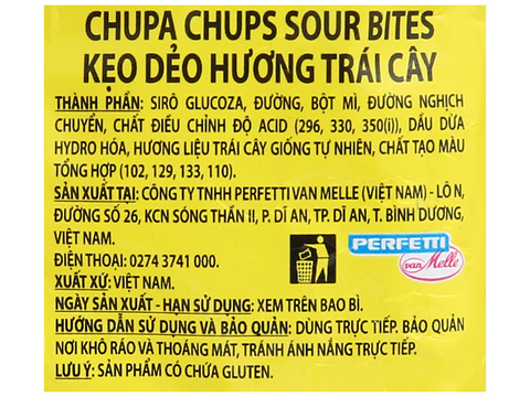 Chupa Chups Kẹo dẻo hương trái cây Sour Belts gói 56g