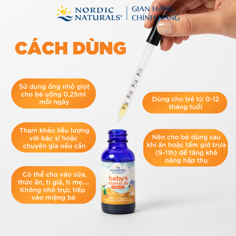 Vitamin D3 thuần tinh khiết Nordic Naturals lọ 22,5ml
