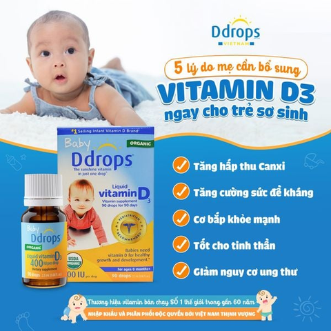 Vitamin D3 Ddrops Baby Organic 400IU 90Drops