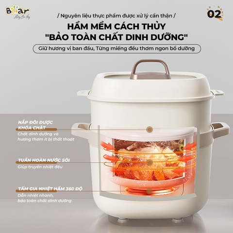 Nồi nấu chậm 1,6L Bear SB-NNC16