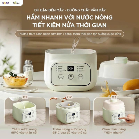 Nồi nấu chậm 0.8 lít Bear EST-085DH