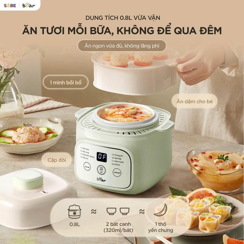 Nồi nấu chậm 0.8 lít Bear EST-085DH