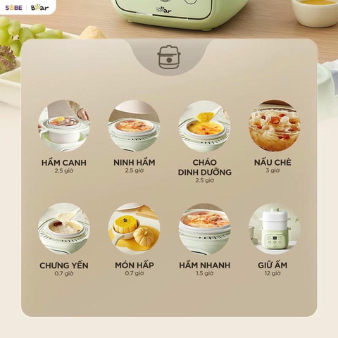 Nồi nấu chậm 0.8 lít Bear EST-085DH