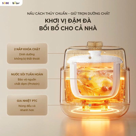 Nồi nấu chậm 0.8 lít Bear EST-085DH