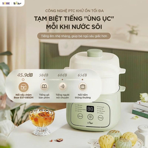 Nồi nấu chậm 0.8 lít Bear EST-085DH