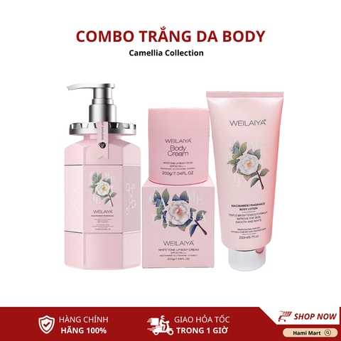 Combo Dưỡng Trắng Da Hoa Trà Camellia Collection (Sữa Tắm + Kem body + Serum body)