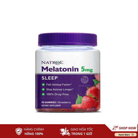 TPCN Kẹo Dẻo Ngủ Ngon Natrol Gummies Melatonin 10mg Vị Dâu Của Mỹ