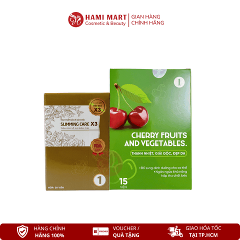 Viên Uống Giảm Cân Thảo Mộc X3 Slimming Số 1+ Tặng Detox Rau Xanh