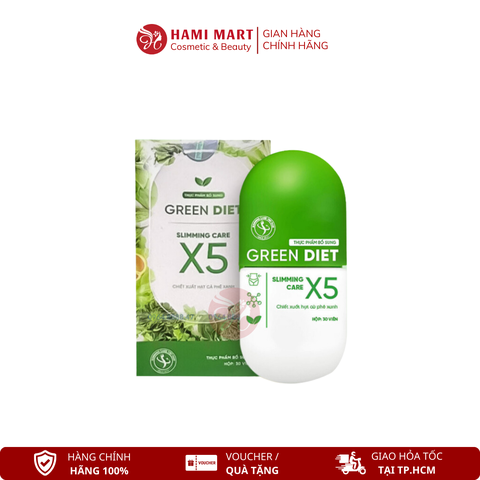Viên Uống Giảm Cân Green Diet X5 Slimming Care - Hộp 30 Viên