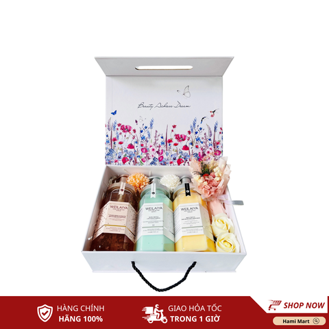 [Hộp Flower] Sét Quà Tặng Gội Xả Phục Hồi Nấm Truffle Weilaiya & Sữa Tắm Hoa Hồng Damask Weilaiya