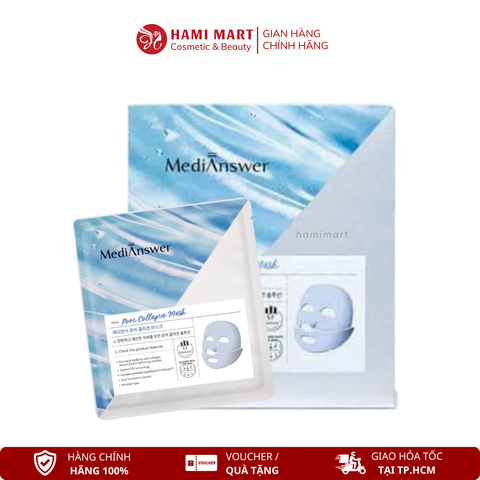 [Hộp 5 Miếng - Xanh] Mặt Nạ Thạch Pure Collagen MediAnswer - Giảm bã nhờn, se khít lcl
