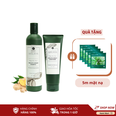 [Deal Hot] Dầu Gội Xả Gừng Weilaiya +Tặng 5 Mặt Nạ Xanh Weilaiya