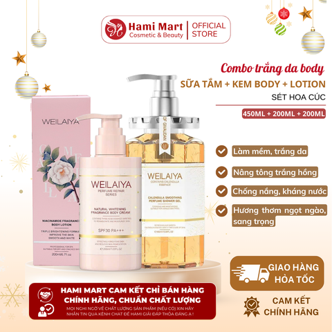 Combo Bodycare Hoa cúc [Sữa tắm hoa cúc + Kem body + Lotion]