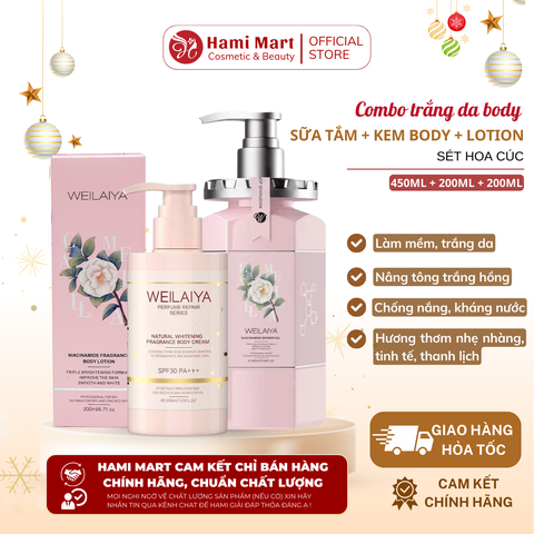 Combo Bodycare Hoa trà [Sữa tắm hoa trà + Kem body + Lotion]