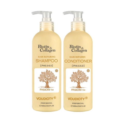 Bộ Dầu Gội Dầu Xả Biotin & Collagen Siêu Suôn Mượt Màu Vàng - 1000ml *2