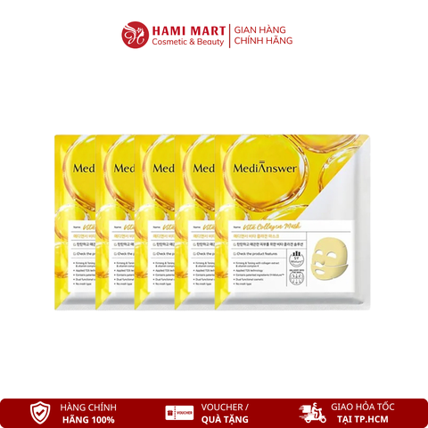 [Hộp 5 Miếng - Vàng] Mặt Nạ Thạch Vita Collagen MediAnswer - Dưỡng sáng da