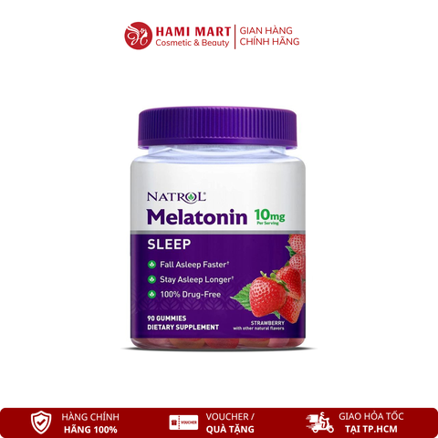 TPCN Kẹo Dẻo Ngủ Ngon Natrol Gummies Melatonin 10mg Vị Dâu Của Mỹ
