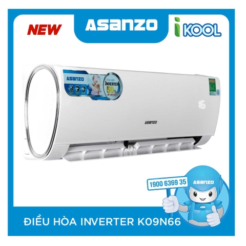 Điều hòa Asanzo Inverter 9000BTU 1 chiều dòng tiết kiệm điện K09N66
